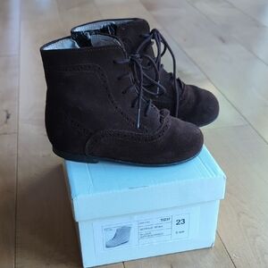 Brown Suede Kids Boots Unisex Sz 23